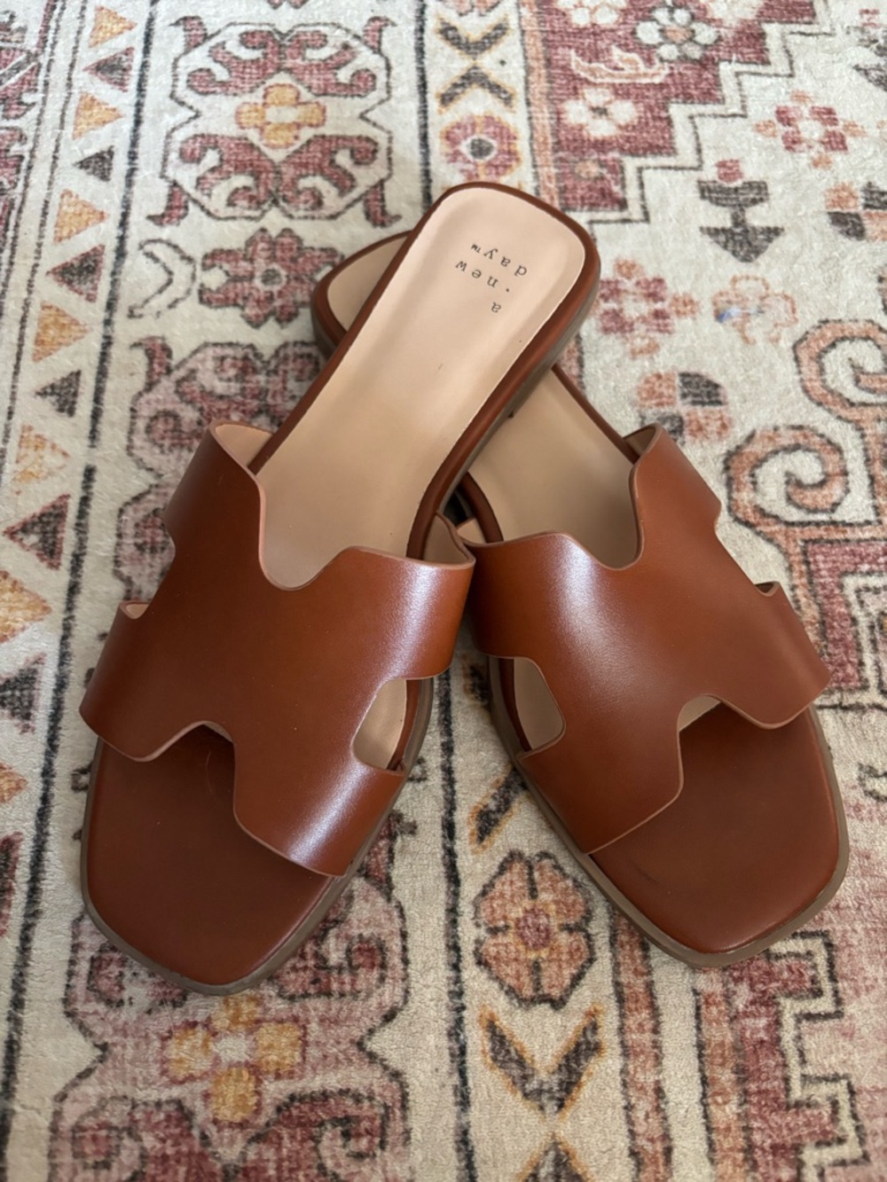 a new day Brown Slide Sandals